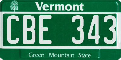 VT license plate CBE343