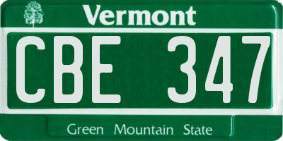 VT license plate CBE347