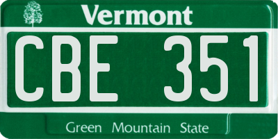 VT license plate CBE351