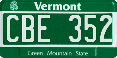VT license plate CBE352