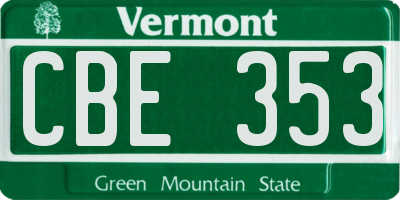 VT license plate CBE353