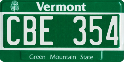 VT license plate CBE354