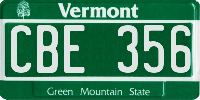 VT license plate CBE356