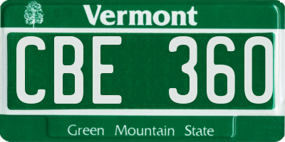 VT license plate CBE360