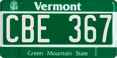 VT license plate CBE367