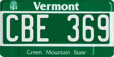 VT license plate CBE369