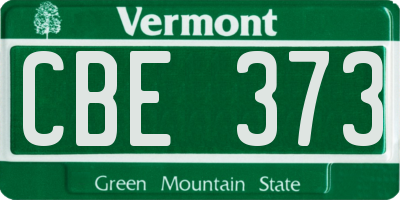 VT license plate CBE373
