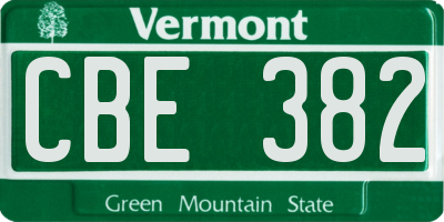 VT license plate CBE382
