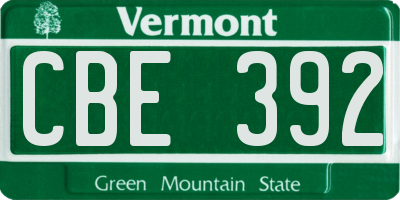 VT license plate CBE392