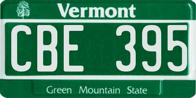 VT license plate CBE395