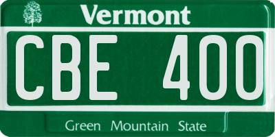 VT license plate CBE400