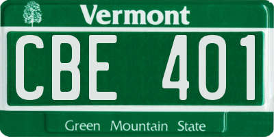 VT license plate CBE401
