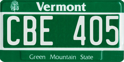 VT license plate CBE405