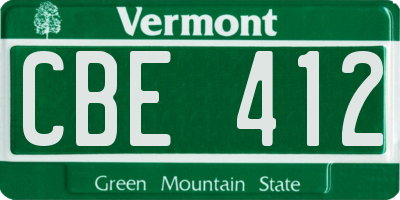 VT license plate CBE412