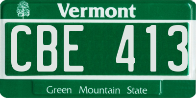 VT license plate CBE413