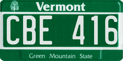 VT license plate CBE416
