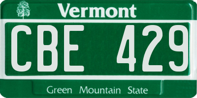 VT license plate CBE429