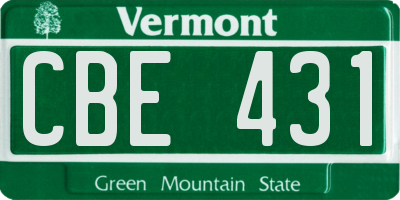 VT license plate CBE431