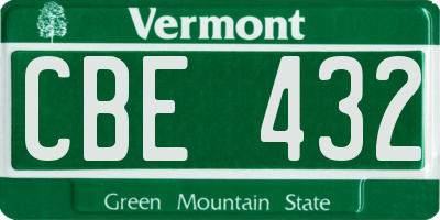 VT license plate CBE432