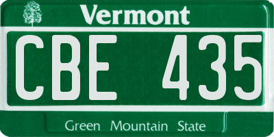 VT license plate CBE435