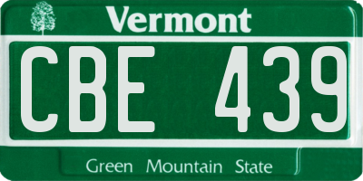 VT license plate CBE439
