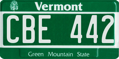 VT license plate CBE442
