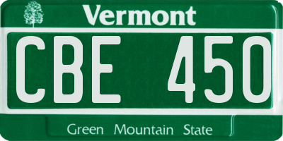 VT license plate CBE450