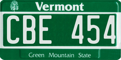 VT license plate CBE454