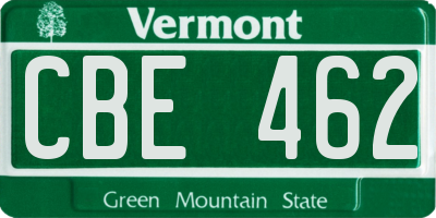 VT license plate CBE462