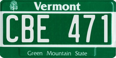 VT license plate CBE471