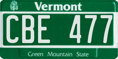 VT license plate CBE477