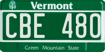VT license plate CBE480