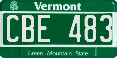 VT license plate CBE483