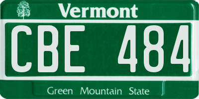 VT license plate CBE484