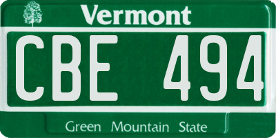 VT license plate CBE494
