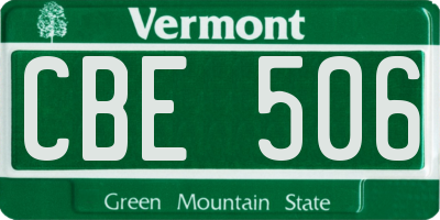 VT license plate CBE506
