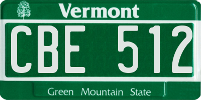 VT license plate CBE512