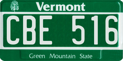 VT license plate CBE516