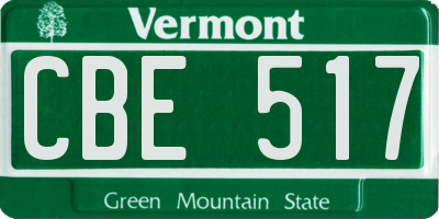 VT license plate CBE517