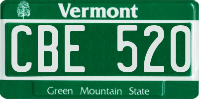 VT license plate CBE520