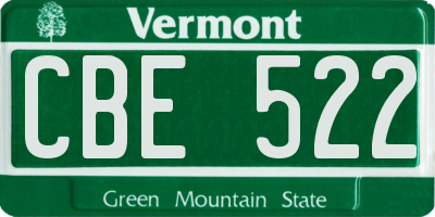 VT license plate CBE522