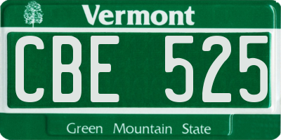 VT license plate CBE525