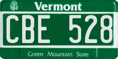 VT license plate CBE528