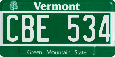 VT license plate CBE534