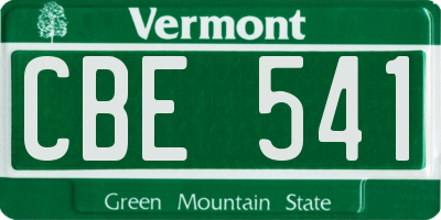 VT license plate CBE541