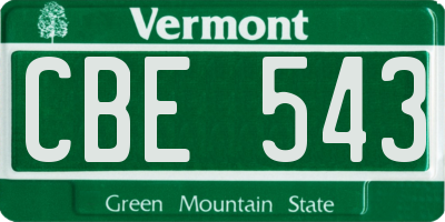 VT license plate CBE543