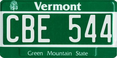 VT license plate CBE544