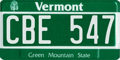 VT license plate CBE547
