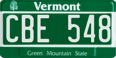 VT license plate CBE548
