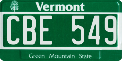 VT license plate CBE549